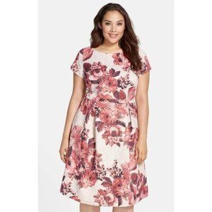 Adrianna Papell Matelasse Fit & Flare Dress Jacquard Sequin Floral Plus Size 18W
